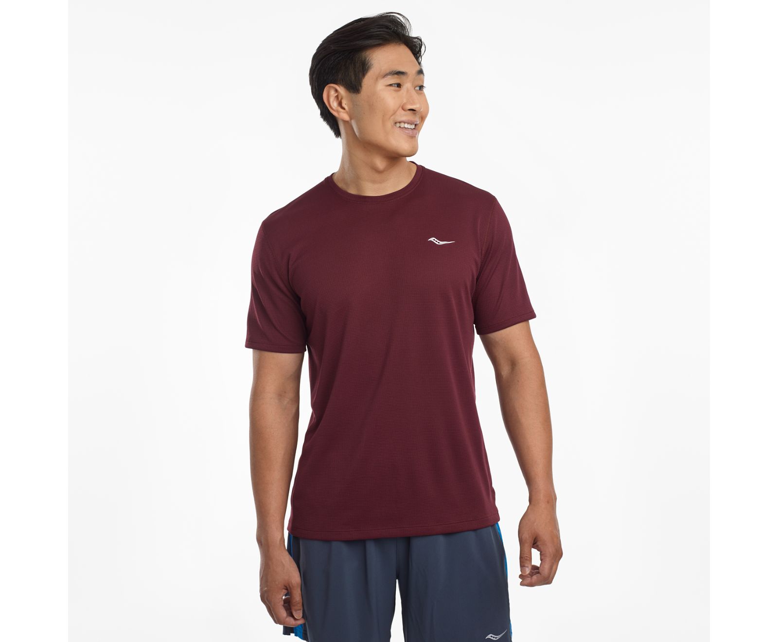 Saucony Stopwatch Short Sleeve Men's Shirts Burgundy | AU 640HAPK